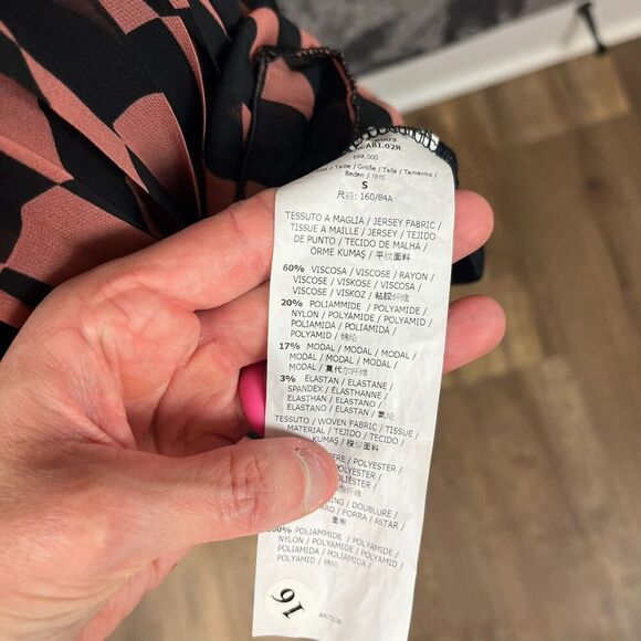 'S Max Mara Checkered Chiffon Sleeveless V-Neck Midi Dress Black Lined Sz S - Picture 5 of 12